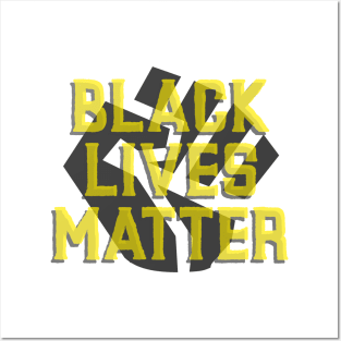 Black Lives Matter Clenched Fist Yellow Text Posters and Art